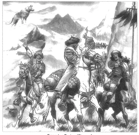 Atlı Türk savaşçıları (çizim)