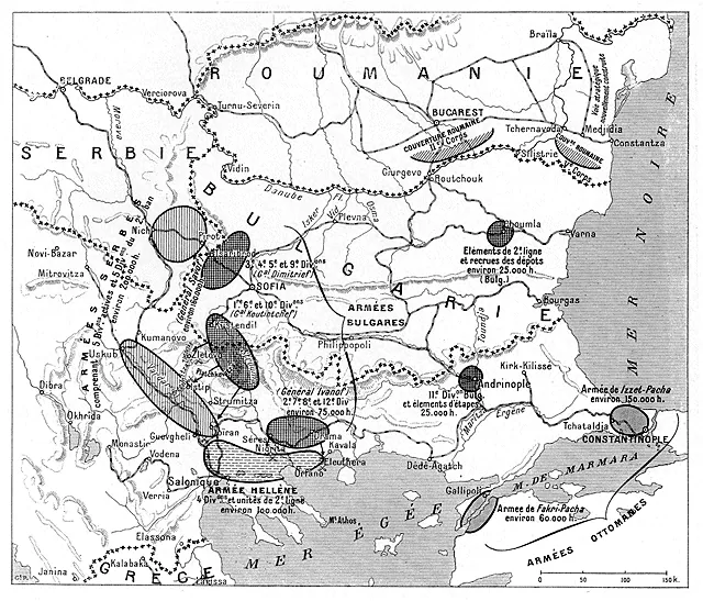 II. Balkan Savaşı başlarken Balkanlardaki kuvvetler (1913)