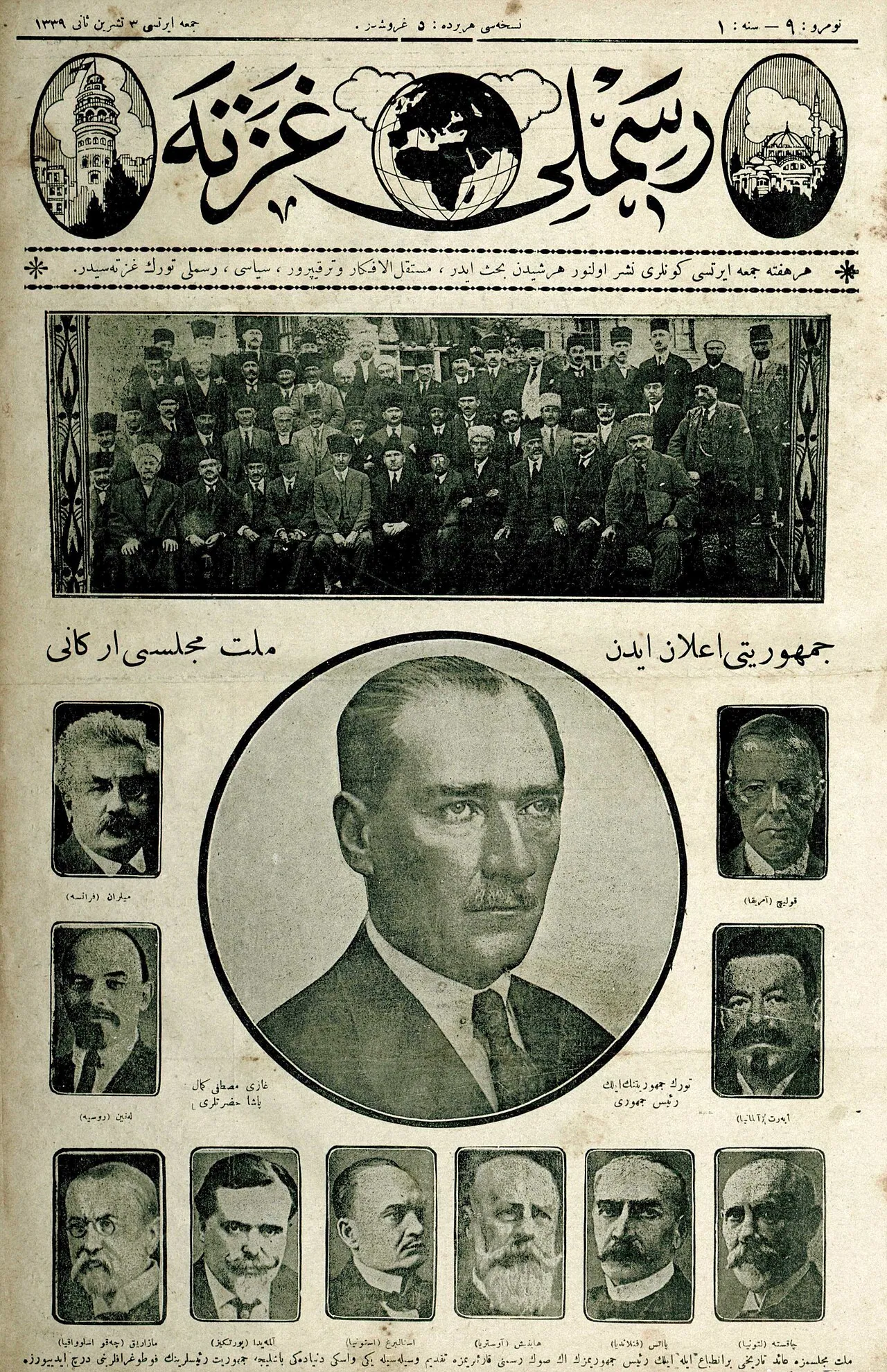 Cumhuriyet'in ilanını duyuran Resimli Gazete (3 Kasım 1923)