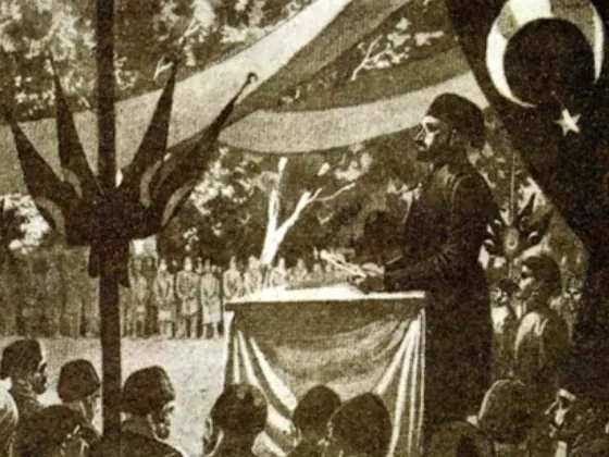 Tanzimat Fermanı'nın kalabalık önünde okunuşunu gösteren resim